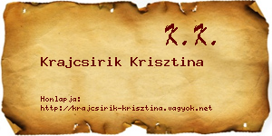 Krajcsirik Krisztina névjegykártya